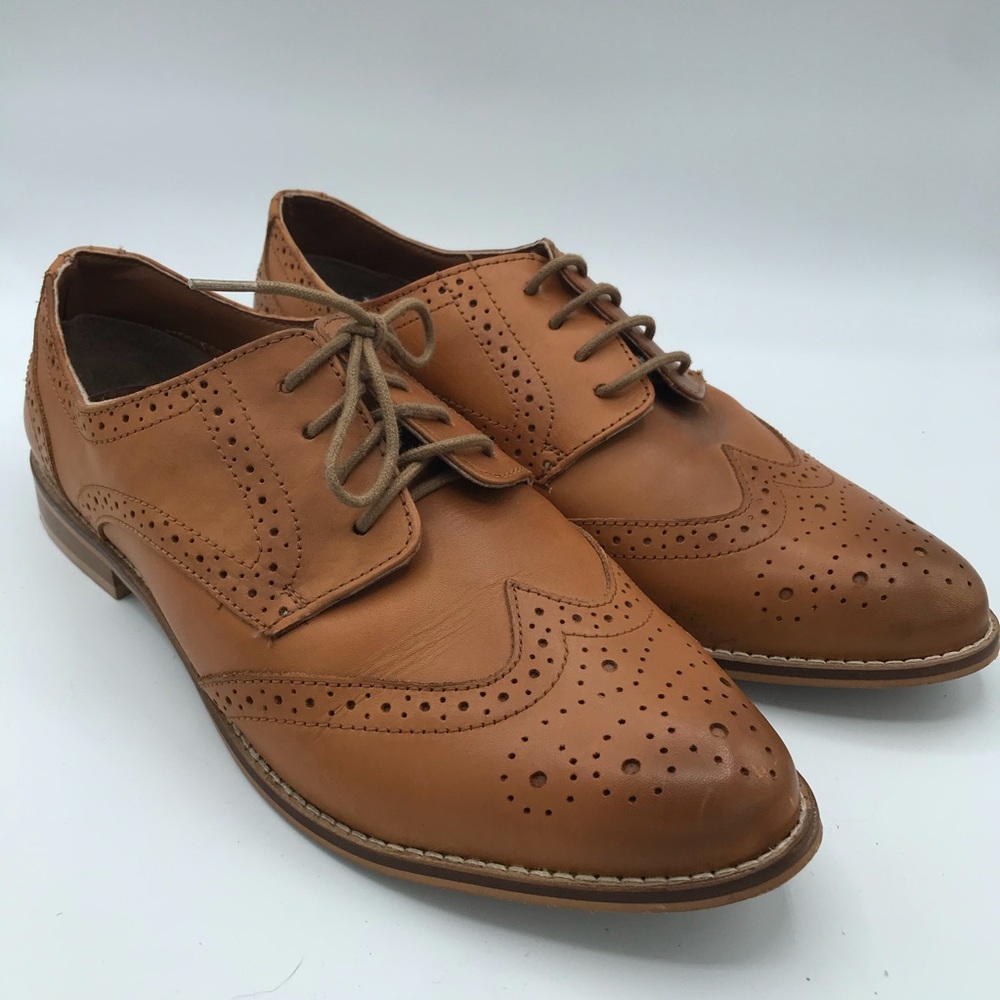 ASOS Design Oxford Brogue Leather‎ Dress Shoes Men's Size 8.5 EUC Brown/Tan